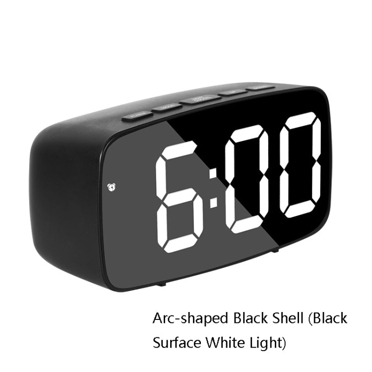 Mirror Bedside Alarm Clock Battery Plug-In Dual-Purpose LED Clock, Colour: Arc-shaped Black Shell (Black Surface White Light) - Alarm Clocks by PMC Jewellery | Online Shopping South Africa | PMC Jewellery | Buy Now Pay Later Mobicred