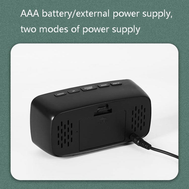 Mirror Bedside Alarm Clock Battery Plug-In Dual-Purpose LED Clock, Colour: Arc-shaped Black Shell (Black Surface White Light) - Alarm Clocks by PMC Jewellery | Online Shopping South Africa | PMC Jewellery | Buy Now Pay Later Mobicred