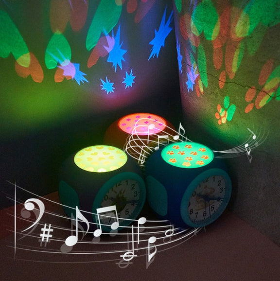 Children Romantic Starry Sky Projection Music Pointer Alarm Clock(Purple)