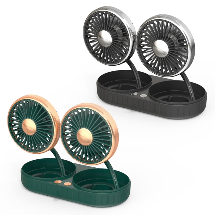 F303 Car USB Fan Car Shake Head Fan(Double Head Silver) - free shipping - PMC TechLife - Order now!