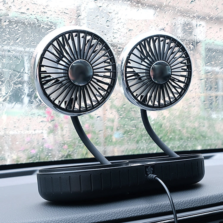 F303 Car USB Fan Car Shake Head Fan(Double Head Silver) - free shipping - PMC TechLife - Order now!