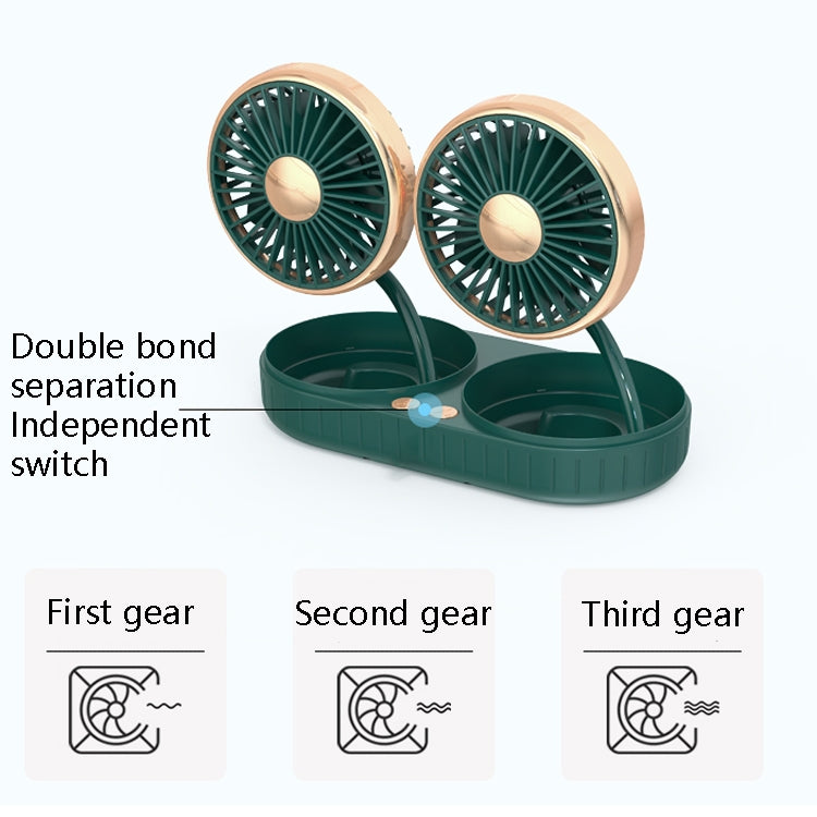 F303 Car USB Fan Car Shake Head Fan(Double Head Silver) - free shipping - PMC TechLife - Order now!