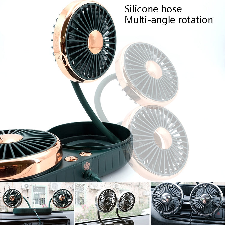 F303 Car USB Fan Car Shake Head Fan(Double Head Silver) - free shipping - PMC TechLife - Order now!