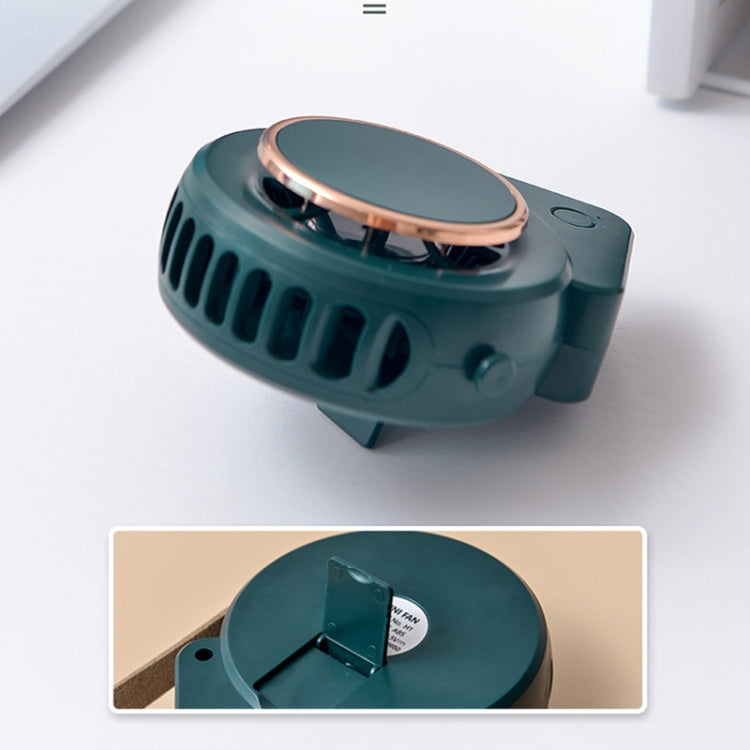H3 Mini Lazy USB Hanging Neck Fan Student Outdoor Leafless Triangle Fan(Military Green)