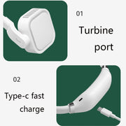 G2 Hanging Neck Leafless Fan Outdoor Student Sports Mini USB Silent Fan, Colour: 2000MAH Night Green