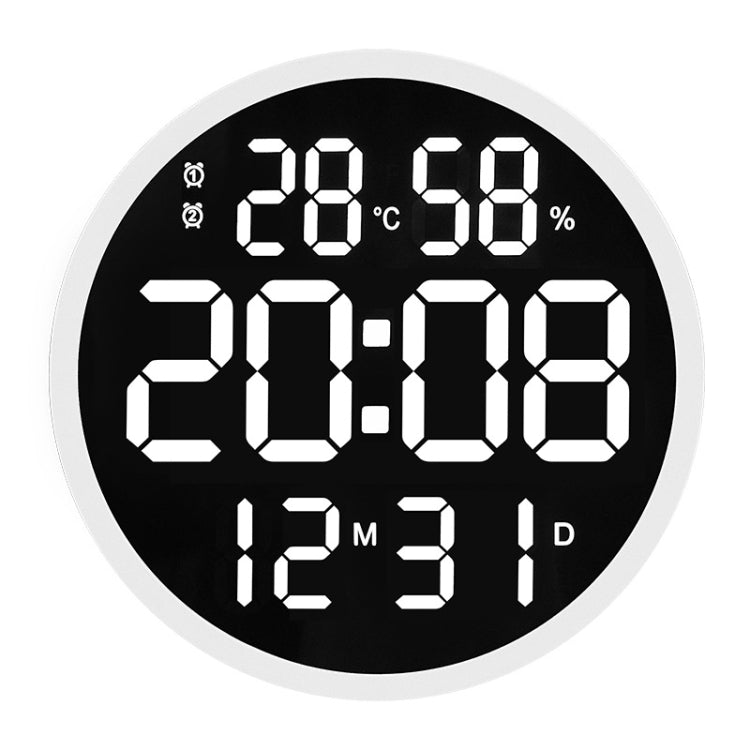 6620 12 Inch LED Simple Wall Clock Living Room Round Silent Digital Temperature And Humidity Electronic Clock(White Frame EU Plug) - Wall Clock by PMc TechLife | Online Shopping South Africa | PMc TechLife | Buy Now Pay Later Mobicred