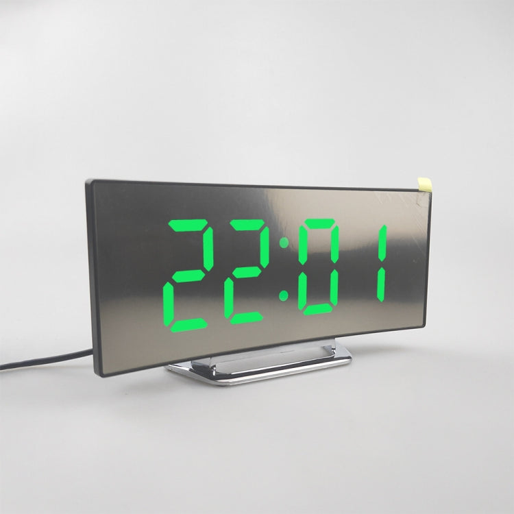 6507 Curved Big Screen Electronic Clock LED Mirror Mute Alarm Clock(Green) - Alarm Clocks by PMc TechLife | Online Shopping South Africa | PMc TechLife | Buy Now Pay Later Mobicred