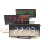 6507 Curved Big Screen Electronic Clock LED Mirror Mute Alarm Clock(White)