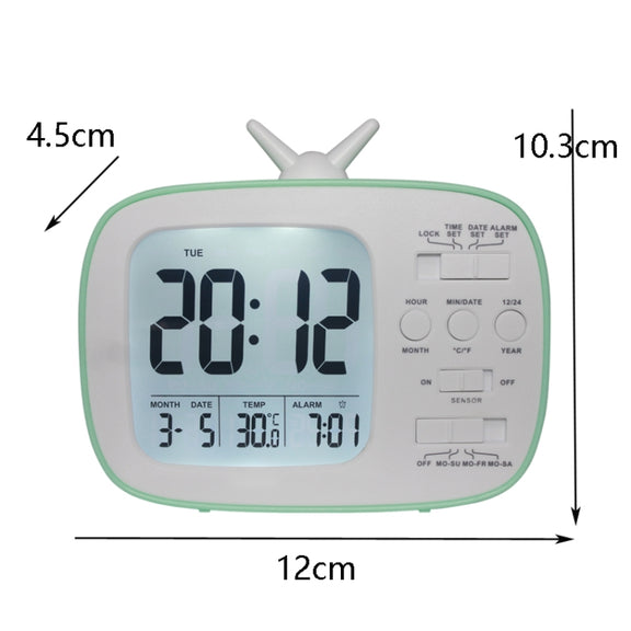G179 Retro TV Alarm Clock Student Dormitory Bed Electronic Clock(Blue English Version)