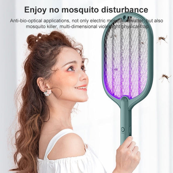 Smart Home Dual-Use Mosquito Swatter Mosquito Killer Fly Swatte(Beige)