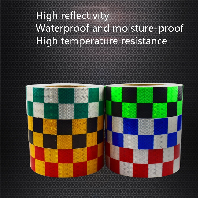 PVC Lattice Reflective Belt Generic Film Traffic Safety Facilities Anti-Collision Warning Stickers(White Green) - free shipping - PMC Jewellery - Order now!