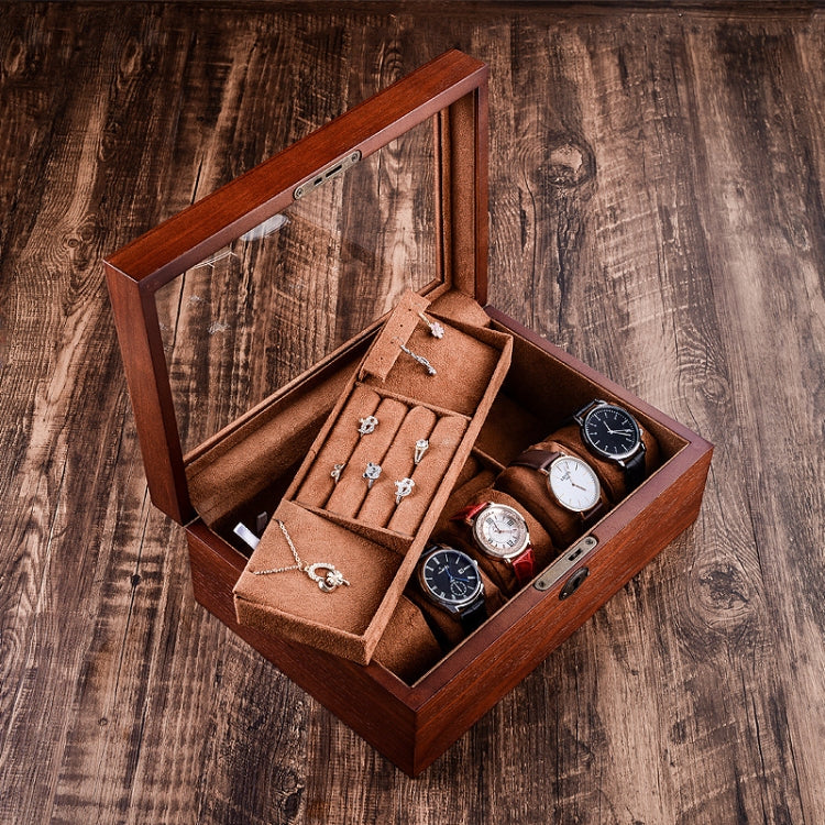 Wooden Watch Storage Box Jewelry Double-Layer Storage Display Box With Lock - free shipping - PMc TechLife - Order now!