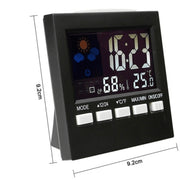 2159 Household Temperature And Humidity Display Alarm Clock Indoor Electronic Digital Display Multi-Function Color Screen Clock(Black)