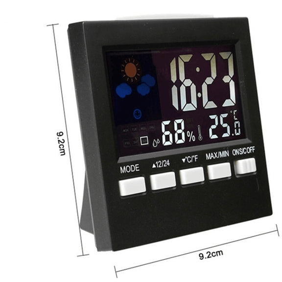 2159 Household Temperature And Humidity Display Alarm Clock Indoor Electronic Digital Display Multi-Function Color Screen Clock(Black)