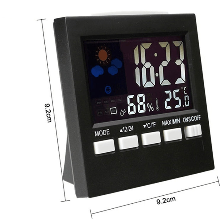 2159 Household Temperature And Humidity Display Alarm Clock Indoor Electronic Digital Display Multi-Function Color Screen Clock(Black)