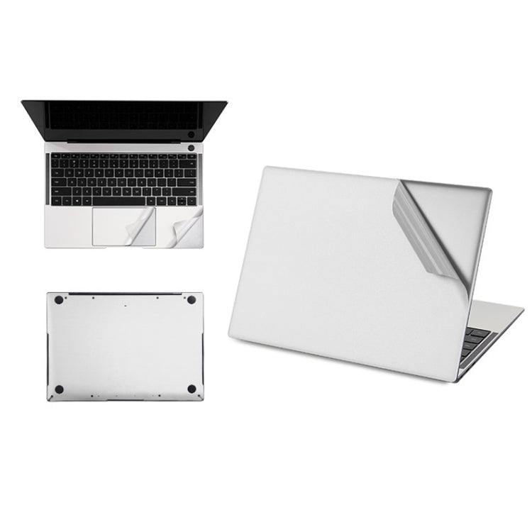 JRC 4 in 1 Computer Upper Cover + Lower Cover + Full Support Sticker + Touch Sticker Film Notebook Shell Protective Film For Huawei Matebook X Pro 2019 / 2020 (Silver)