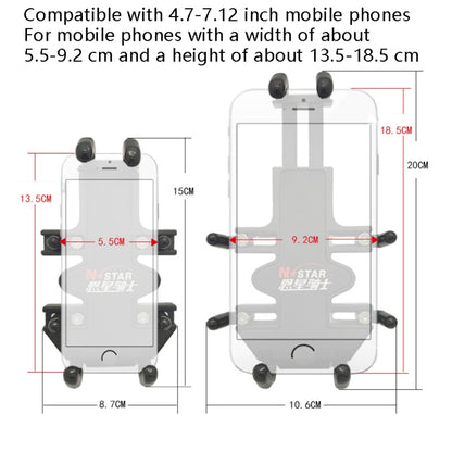 N-STAR NJN001 Motorcycle Bicycle Compatible Mobile Phone Bracket Aluminum Accessories Riding Equipment(With Hollow M8 Ball) - free shipping - PMC Jewellery - Order now!
