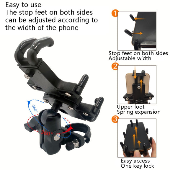 N-STAR NJN001 Motorcycle Bicycle Compatible Mobile Phone Bracket Aluminum Accessories Riding Equipment(With M10 Ball)