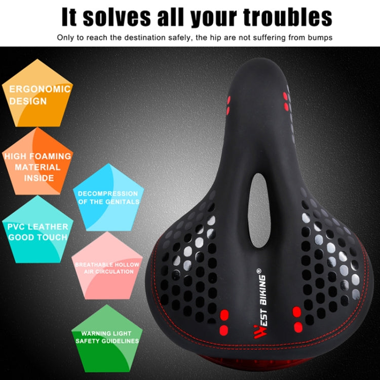 WEST BIKING YP0801083 Bicycle Taillight Thickened Soft And Comfortable Mountain Bike Seat Cushion(BlackRed) - free shipping - PMc TechLife - Order now!