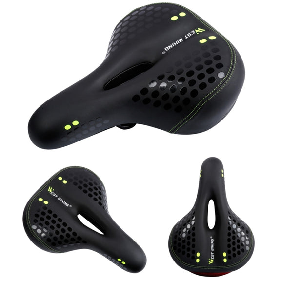 WEST BIKING YP0801083 Bicycle Taillight Thickened Soft And Comfortable Mountain Bike Seat Cushion(Dark Green)