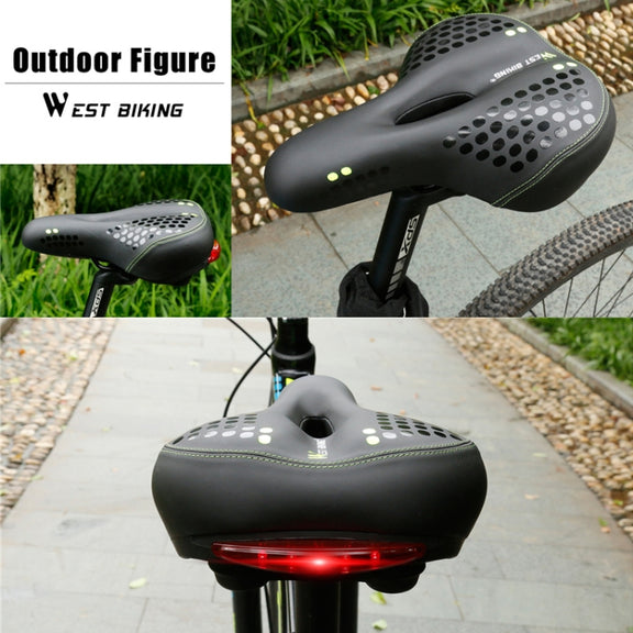 WEST BIKING YP0801083 Bicycle Taillight Thickened Soft And Comfortable Mountain Bike Seat Cushion(Dark Green)