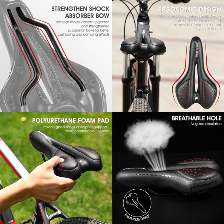 WEST BIKING YP0801086 Silicone Thickened Soft And Comfortable Bicycle Seat(Black Red) - Bicycle Saddle by WEST BIKING | Online Shopping South Africa | PMc TechLife | Buy Now Pay Later Mobicred