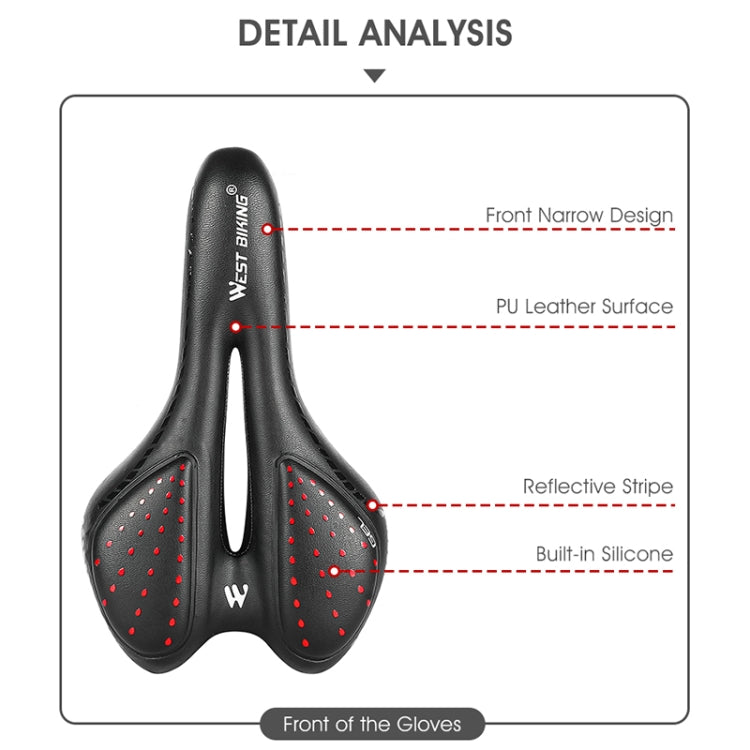WEST BIKING YP0801086 Silicone Thickened Soft And Comfortable Bicycle Seat(Black)