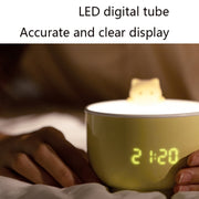 Multifunctional Voice-activated LED Light Shows Time Children Cartoon Cat Alarm Clock(Red)