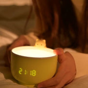 Multifunctional Voice-activated LED Light Shows Time Children Cartoon Cat Alarm Clock(Red)