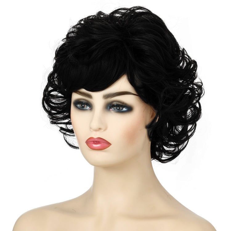 Ladies Fluffy Short Curved Head Set Chemical Fiber Wig(Black) - free shipping - PMC TechLife - Order now!