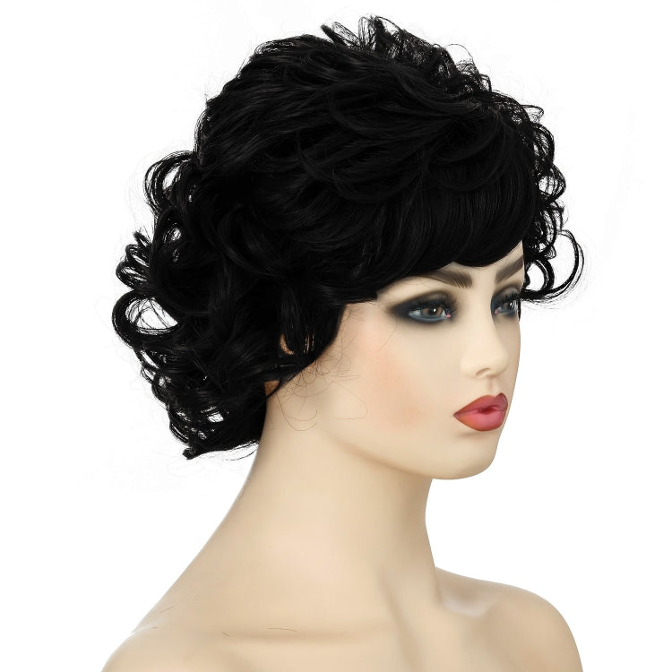 Ladies Fluffy Short Curved Head Set Chemical Fiber Wig(Black) - free shipping - PMC TechLife - Order now!