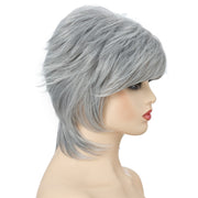 Short Hair Female Wigs Fluffy Fiber Set(Silver White)