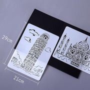 1 Paris Tower Construction Series Painting Template Theme City A4 Label Template