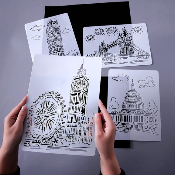 3 Pisa Tower Construction Series Painting Template Theme City A4 Label Template