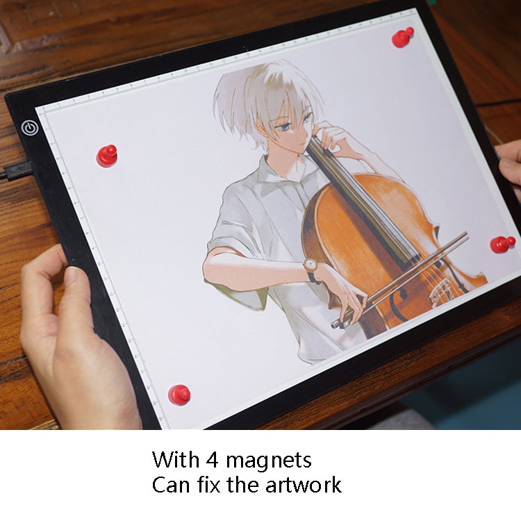 Copy Station Anime Drain Station LED Copy Board With Magnetic Suction Light Board Drawing Plate With USB Cable, Specification: A4 3 Gear Dimming (Black)