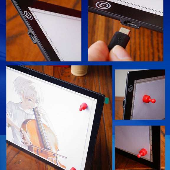 Copy Station Anime Drain Station LED Copy Board With Magnetic Suction Light Board Drawing Plate With USB Cable, Specification: A4 3 Gear Dimming (Black)