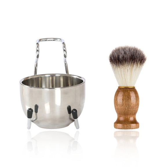 B3004 3 Pcs/Set Men Styling Tools Nylon Beard Brush Rack Foam Bowl(3 Pcs/Set)