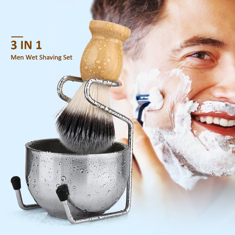 B3004 3 Pcs/Set Men Styling Tools Nylon Beard Brush Rack Foam Bowl(3 Pcs/Set)