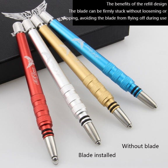 MM VWAN Magic Hairdressing Eyebrow Trimming Engraving Pen Scoring Stainless Steel Razor(Blue)