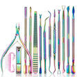 14 In 1 FABIYAN Color Titanium Nail Art Tool Set Dead Skin Shears Steel Push Nail File Pliers - Nail Clipper by PMC Jewellery | Online Shopping South Africa | PMC Jewellery | Buy Now Pay Later Mobicred