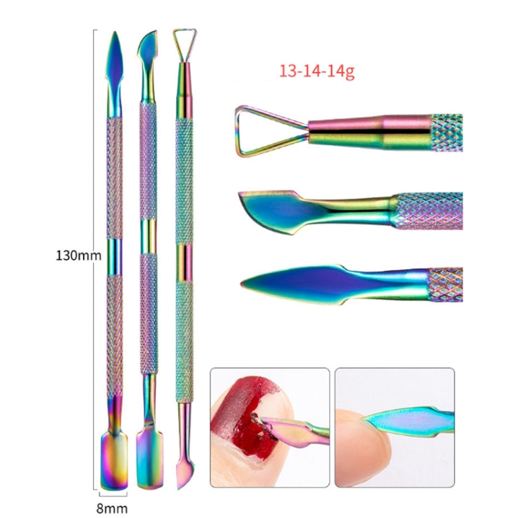 14 In 1 FABIYAN Color Titanium Nail Art Tool Set Dead Skin Shears Steel Push Nail File Pliers