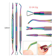 14 In 1 FABIYAN Color Titanium Nail Art Tool Set Dead Skin Shears Steel Push Nail File Pliers