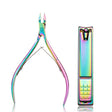 2 In 1 FABIYAN Color Titanium Nail Art Tool Set Dead Skin Shears Steel Push Nail File Pliers - free shipping - PMC Jewellery - Order now!