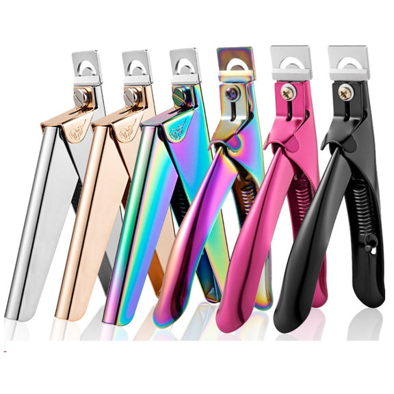 Nail Word Cut French U-Shaped Cut Fake Nail Cut Stainless Steel Nail Knife, Color Classification: Electrophoretic Black