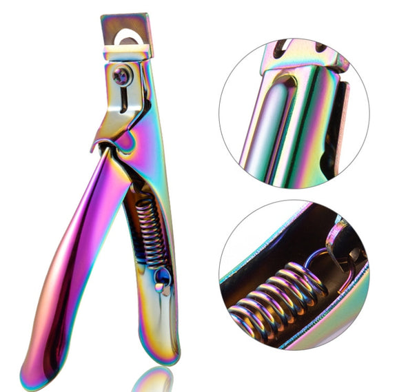 Nail Word Cut French U-Shaped Cut Fake Nail Cut Stainless Steel Nail Knife, Color Classification: Electrophoretic Black