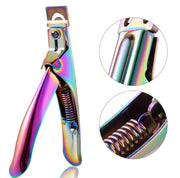 Nail Word Cut French U-Shaped Cut Fake Nail Cut Stainless Steel Nail Knife, Color Classification: Electrophoretic Rose Red
