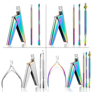 FABIYAN Nail Art Scissors Set Stainless Steel Nail Clippers Dead Skin Scissors Remover Steel Push, Specification: Set 1