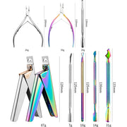 FABIYAN Nail Art Scissors Set Stainless Steel Nail Clippers Dead Skin Scissors Remover Steel Push, Specification: Set 1