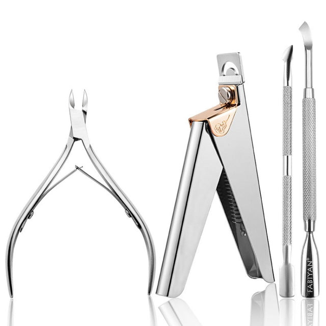 FABIYAN Nail Art Scissors Set Stainless Steel Nail Clippers Dead Skin Scissors Remover Steel Push, Specification: Set 3