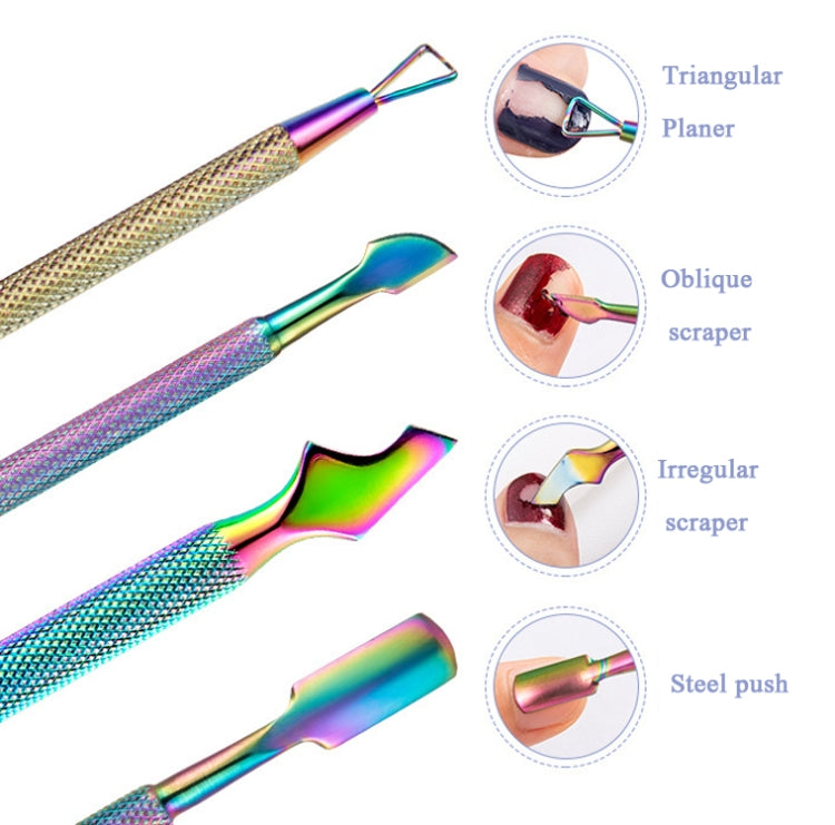 FABIYAN Nail Art Scissors Set Stainless Steel Nail Clippers Dead Skin Scissors Remover Steel Push, Specification: Set 4 - free shipping - PMC Jewellery - Order now!